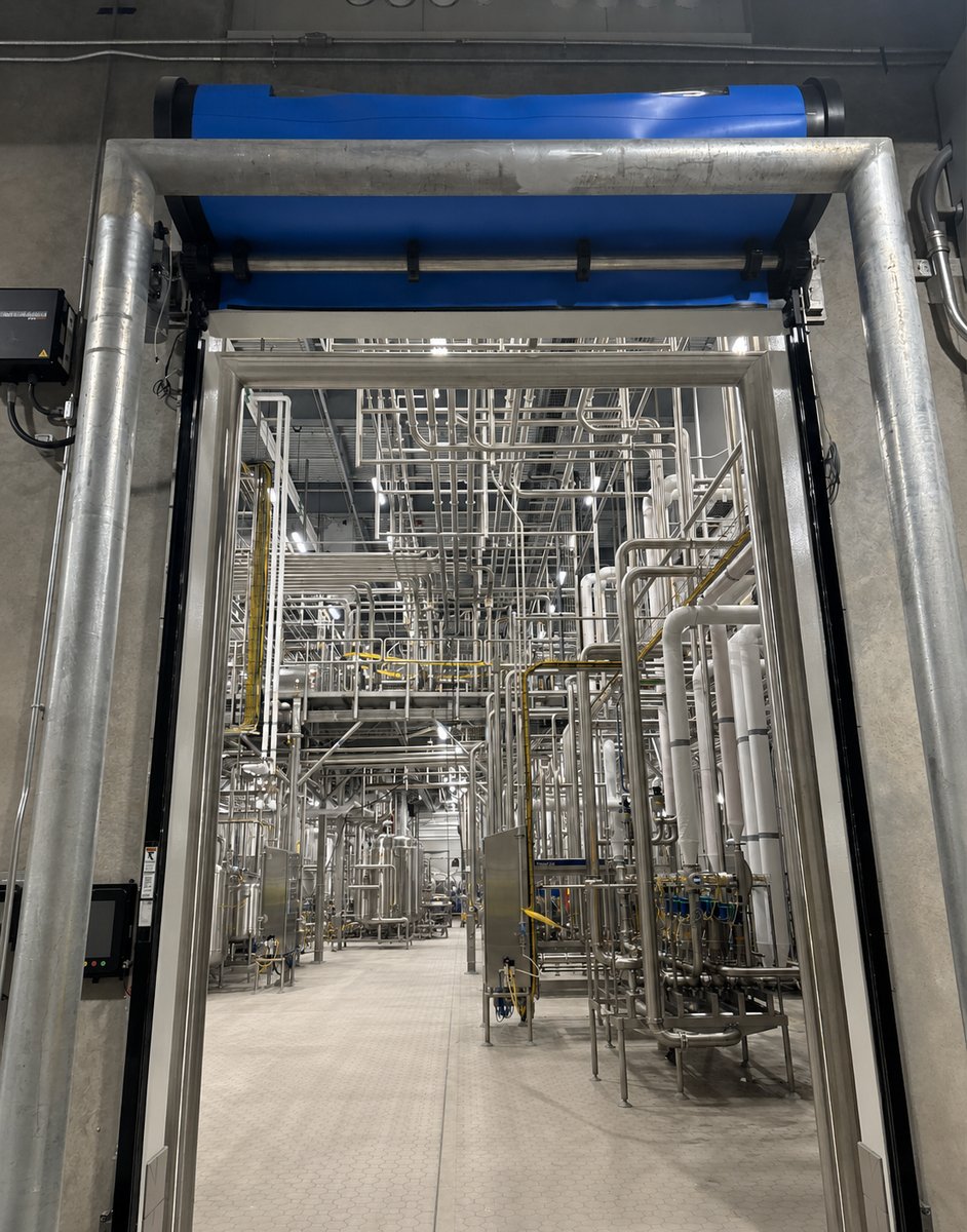 Stainless process piping throughout a food and beverage production facility